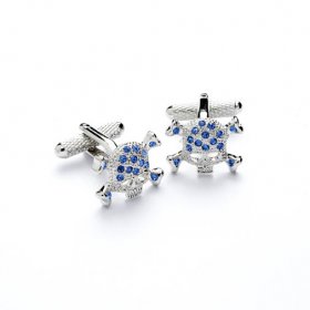 Cufflinks - Swarovski Crystals Skull and Crossbone Sapphire